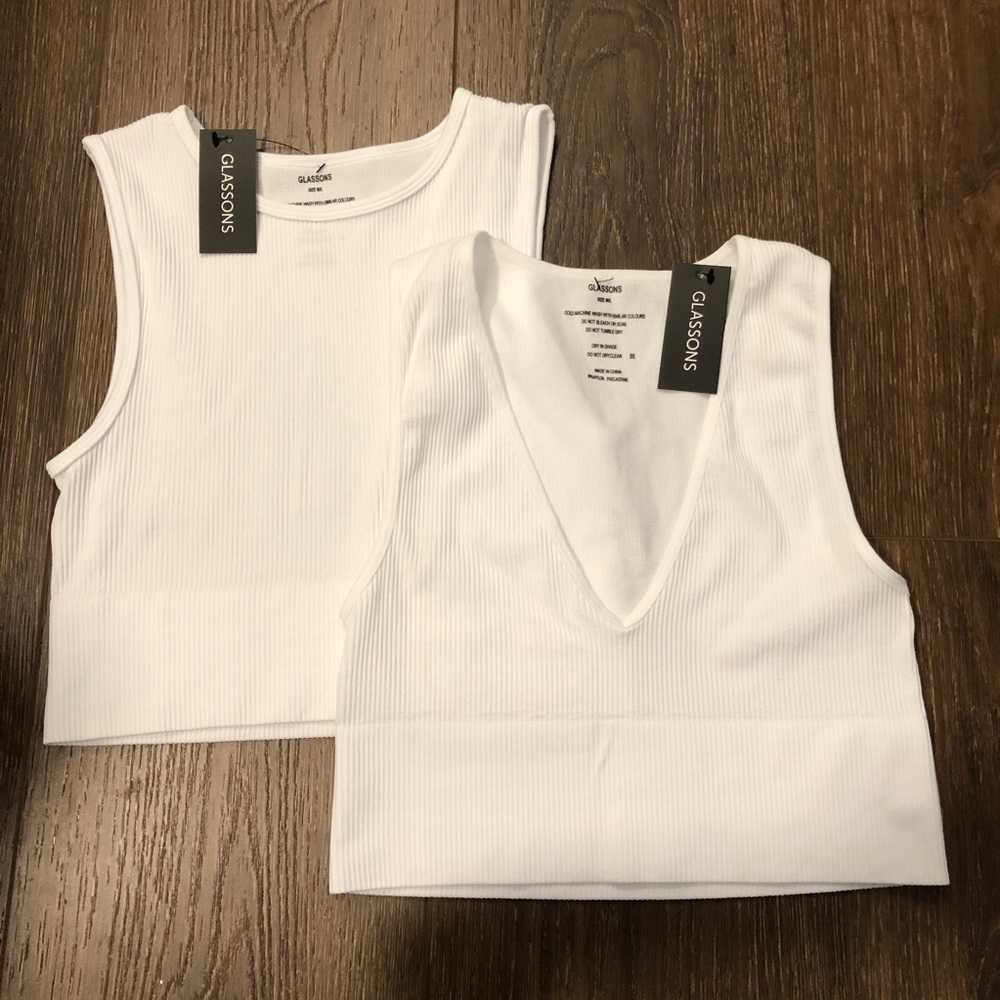 White Seamless Crop Bra Top Bundle